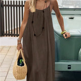 Purpdrank  New Women Strapless Backless Loose Loungewear Dress Skin Friendly Comfortable Home Spaghetti Strap Solid Color Plus Size Dress