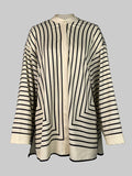 Purpdrank  Lady Stylish Striped Commute Blouses 2025 New Fashion Long Sleeve Loose Buttoned Stand Collar Casual Shirts Tops
