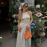 Purpdrank  Summer New Women's Fashion Style Slim Fit Waist Versatile Solid Color Simple Splicing Tank Top Dress