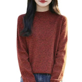 Purpdrank  Women's Loose Fit Knitted Sweater Half High Collar Soft Fleece Winter Thickened Floral Thread Knit Top Lazy Base Layer Shirt