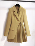 Purpdrank - Women Suits Office Sets New Spring  Long Sleeve Fold Pocket Blazer Women Solid Color Bell Bottoms Fashion Elegance Office Lady