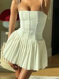 Purpdrank  Sexy backless slip summer dress women elegant short evening party dresses 2025 woman clothing mini pleat birthday dress vestidos