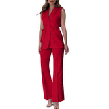 Purpdrank  Chic Two-Piece Women's Set Button-Detail Vest with Lapel Neck & Tailored Trousers Versatile Outfit for Work and Sophisticated