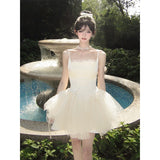 Purpdrank  Fairy Bow Mini Dress Women Birthday Party Prom Mesh Dresses Summer Korean Fashion Spaghetti Strap Bodycon Design Vestidos