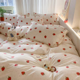 Purpdrank  Knitted Class A Bedding Set Floral Style Bed Linen Set Soft Double Yarn Four-Piece Set Quilt Cover Set Bed Sheets Gift for Home