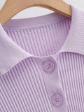 Purpdrank  CHIC Retro Knitting Single Breasted Button Lapel Cardigan Sweater Woman Stripe line Long Sleeve Jumper Knitted Knitwear