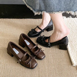 Purpdrank  Spring Autumn New Style Luxury  Jane Shoes Fashion Shallow Round Toe Mid Heel Shoes Ladies Elegant Outdoor Single Pump Shoes