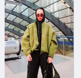 Purpdrank  Luxury Vintage Bomber Jacket Women Loose Thick Single-breasted Coat Pocket Spring Autumn Office Lady Coat Solid Clothes Trend