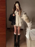 Purpdrank Irregular Lace Patchwork Camisole Dresses 2025 Summer New V-neck Dress for Women Y2k E-Girl Slim Waist Ruched Vestidos Mujer