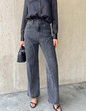 Purpdrank  Women High Waist Wide Leg Pants Hole Straight Pants Long Jeans Casual Trendy Trousers 2026 Spring Autumn New Denim Trousers