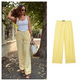 Purpdrank  Summer New Women's Fashion and Elegance Casual Loose Versatile Stripe Print Tie up Waist Straight Leg Pants