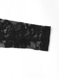 Purpdrank  Black Lace Splicing Sweetheart Neck Bodysuit Women 2025 New Long Sleeve Club Party Elegant Body Top Female Outfit