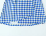 Purpdrank  Fashion Women Blue Plaid Slit High Waist Skirt Women Side Zipper Package Hips A-line Short Skirts Femme