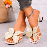 Purpdrank  Designer Butterfly-knot Women Slippers Elegant Thick High Heel Shoes Ladies Outdoor Dress Street Style Slides