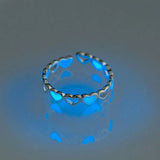 Purpdrank - Love Heart Ring Glow In Dark Fashion Adjustable Couples Rings Silver Color Pink Blue Light Jewelry Gift For Lover