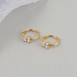 Purpdrank - 2PC Stainless Steel Little Huggies Hoop Earrings For Women Tiny Crystal Zirconia Pendant Cartilage Earrings Piercing Jewelry