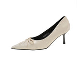 Purpdrank  spring and autumn new thin heel shallow mouth sexy single shoes women lace bow design pointy all-matching high heels