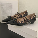 Purpdrank  Elegant Pointed Toe Low Heel Shoes for Women Fashion Double Buckle Bowknot Design Shallow Dress Pumps Luxury Brand Designer Shoe