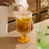 Purpdrank  225ml French Style Drinkware Glass Cup Petal Wine Glass Household Short Footed Cocktail Ice Cream Cup Dopamine Drinking Utensils