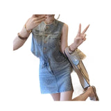 Purpdrank  In The Summer of 2025, High Waist and Slim Denim Sleeveless Vest and Hip Skirt Women's Fashion Two-piece Suit Women