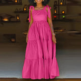 Purpdrank  Casual Women High Waist Long Dress Elegant Polka Dot Summer Beach Dress Simple Loose O-Neck Short Sleeve Vacation A-line Dress