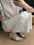 Purpdrank  Comfortable Woven Hollow Wedge Sandals Women Elegant Pointed Toe Narrow Band Brand Designer Shoes Fashion Sandalias De Mujer