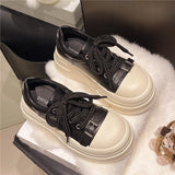 Purpdrank  Cute Ugly round Head Thick Bottom Trendy Platform Canvas Shoes Women's Spring New Big Head Casual Board Shoes Trendy