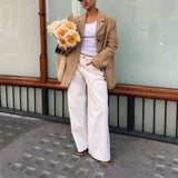 Purpdrank  New Autumn Women's Casual Sle Two-Button Long Sve Loose Suede Vesent Coat Flip Collar Polyester Fiber Faionable
