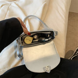 Purpdrank  Loving Heart Buckle Crossbody Bags For Women Luxury Designer Handbags Silver Color Small Shoulder Underarm Phone Bag
