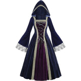 Purpdrank  Velvet High Waist Long Dress Women Medieval Tea Party Dress Victorian Era Bubble Sleeves