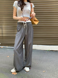 Purpdrank  Vintage Striped Women's Wide Leg Pants 2025 New High Waist Lace Up Patchwork Casual Loose Trousers for Womens