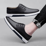Purpdrank  Autumn Soft Soled Comfortable Loafers Flat and Lightweight Men's Leather Casual Shoes Anti Slip Commuting Men's Driving Shoes