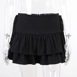 Purpdrank  Side Bandage Slim Fit High Waist Mini Skirt Cascading Ruffles Patchwork A-line Skirts Summer New Hottie 2000s Y2k Faldas Mujer