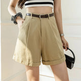 Purpdrank  Fashion Overalls Shorts Women Spring Summer Casual High-waisted Wide Leg Pants Short Pants with Belt Outwear Black Shorts 2025