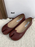 Purpdrank  Spring Autumn 2025 New Style Women's Bean Foot Thumb Pig Hoof Flat Bottom Boat Shoes Red Slip-On Shoes Rubber Upgraded Version