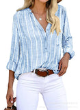 Purpdrank  Simple Blouse Women V Neck Striped Shirts Long Sleeve Vintage Fashion Top Spring Summer New Casual Female Blouse