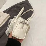 Purpdrank  Mini Boston Shoulder Crossbody Bags For Women Lace Bowknot Round Top-handle Bag With Heart Pendant 2025 Designer Handbags