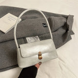 Purpdrank  Retro Women Underarm Shoulder Bag Flap Shape PU Leather Pure Color Armpit Bag 2024 New Luxury Designer Purses And Handbags