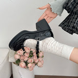 Purpdrank  Elegant Bowknot High Heeled Mary Jane Shoes Women Ankle Buckle Platform Pumps Woman Japanese Patent Leather Lolita Shoes Female