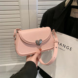 Purpdrank  Loving Heart Buckle Crossbody Bags For Women Luxury Designer Handbags Silver Color Small Shoulder Underarm Phone Bag