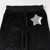 Purpdrank  Casual Sequined Star Pattern Flare Pants Y2K Basic Basic Low-Waisted Pants Women Autumn Spring Fashion Streetwear Ladies