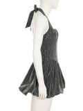 Purpdrank  Fashion New Glitter Halter Dress Sexy Sleeveless Backless Slim Fit & Flare Mini Party Night Out Dress for Women Clubwear