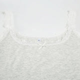 Purpdrank  Crop Tops Women Square Collar Lace Bow Patchwork Tops Holiday Beach Basic Y2K Tank Top Summer Streetwear Spice Girls Top