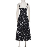 Purpdrank  Holiday Polka Dot A-Line Dress Slim-Fitting Slash Neck Sleeveless Maxi Dresses For Women Summer Elegant Fashion Streetwear