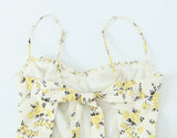 Purpdrank  European style new women's fashion versatile temperament flower print poplin midi suspender back dress