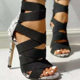 Purpdrank  Sexy Women's Summer Stiletto Sandals High Heels with Elastic Strap and Zipper Bag Heel Fashion Off-white Shoes Sandals Women