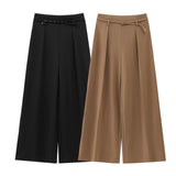 Purpdrank  European and American style new temperament versatile casual pants women's fashionable simple drape wide-leg suit pants