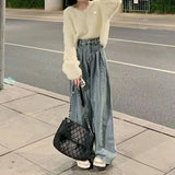 Purpdrank  Vintage Blue baggy Jeans Women Korean High Wiast Loose Denim Wide Leg Pants Woman Autumn Winter Streetwear Trousers