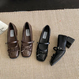 Purpdrank  Spring Autumn New Style Luxury  Jane Shoes Fashion Shallow Round Toe Mid Heel Shoes Ladies Elegant Outdoor Single Pump Shoes