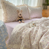 Purpdrank  Summer Comforter - Hollow Lace Washed Cotton, Breathable Thin Quilt, Cool Bedroom Decor (Layered Design)